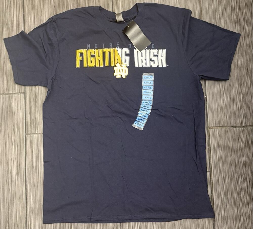 Notre Dame Fighting Irish Navy Blue Short Sleeve T-shirt Men’s Large Captivating